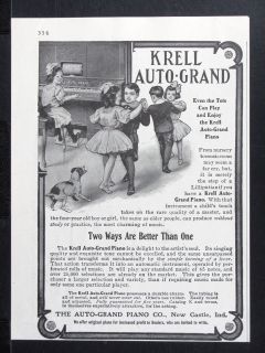 1906 KRELL AUTO GRAND Player Piano magazine Ad New Castle, Indiana 
