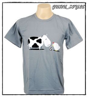 Funny COW CHICKEN Lover Animal Graphic T shirt Graffiti Man M