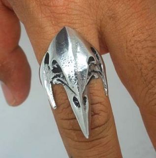   Gothic Bird Big Silver Pewter Ring ворона черепа Krähe