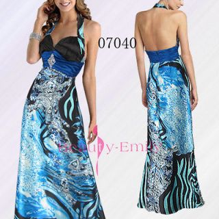   Backless Halter Blue Evening Gown Party Dress Maxi Dress 07040 SZ S