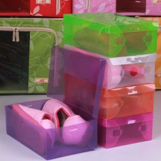 10PCS Transparent Clear Plastic Shoe Boxes Stackable Storage P299B