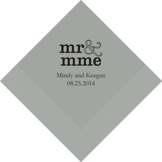   Party Mr & Mme Personalized Beverage / Luncheon Paper 3 ply Napkins