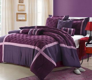 12pc Plum/Purple Luxury Bed in a Bag  3 Sizes Available  