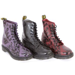DR MARTENS WOMENS 1460 8 EYE CASSIDY SKULL LEATHER BOOTS UK 3 8