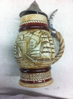 VINTAGE AVON COLLECTIBLE BEER STEIN 1977 SHIPS Lidded CERAMIC with 
