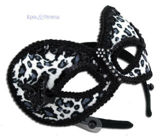   LEOPARD Velvet Masquerade Mask with Sequins and Beads * Lift Up Design