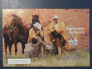 1987 Print Ad Marlboro Man Cigarettes Western Cowboy in Yellow Rain 