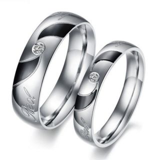   Titanium Steel Promise Ring Love Couple Wedding Bands Many Sizes J16