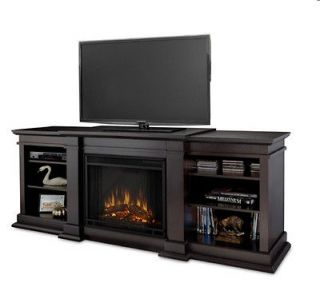 Wood LCD TV Electric Heater Fireplace W Shelf Storage Stand 
