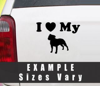 Heart My Staffordshire Bull Terrier Vinyl Decal Color
