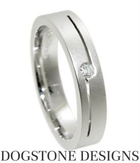 Handmade Mens Diamond Wedding Ring 18ct White Gold Flat Shape 5mm Band 