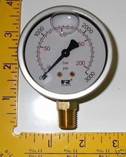 Hydraulic pressure gauge 3000 PSI liquid filled F&R Watts industrial 