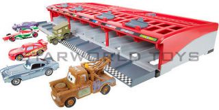   World Grand Prix Race Launcher 10 car storage NEW Disney Pixar Mattel