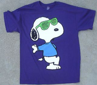 Joe Cool Snoopy w Sunglasses Purple Tee Shirt Adult Sizes by Hybrid 