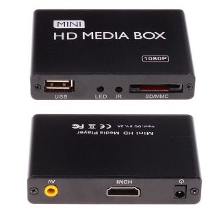 Mini 1080P High Definitio​n Media Player for TV HDMI USB SD AV Black