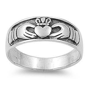 Blue Topaz Claddagh Heart Sterling Silver Ring Ring   Sizes 1   9