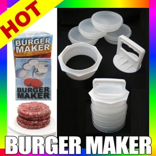   Patty Maker Burger Press Meat Mold Machine Kitchen + 3 Containers New