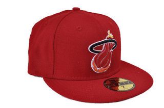   NEW ERA 59FIFTY MIAMI HEAT ALL RED BIG LOGO NBA FITTED HAT SIZE 7 1/4