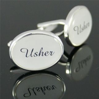 Mens Gift Silver White Personalised Wedding Cufflinks Boxed   1st 30 