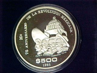   1985 Mexico $500 Silver Pesos with Box .9947 Troy Ounce of Silver