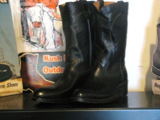 Vintage Mens Black Cowboy Dress Slip on Chippewa Boots 10.5 D NOS in 