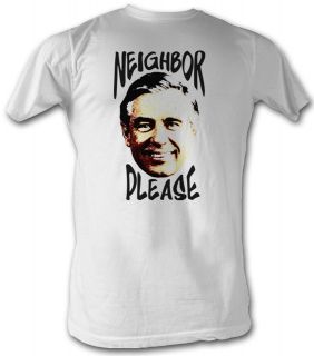Mr. Mister Rogers T shirt Neighbor Please Adult White Tee Shirt