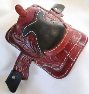 Western Miniature Horse Saddle Christmas Ornament   Leather   Mohagany 