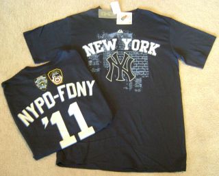   YANKEES NYPD   FDNY NYC 2011 MLB Majestic 9 11 Shirt Jersey sz M NEW