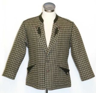   Plaid Tweed ~ BOY German Hunting Western Dress Suit JACKET Coat 44