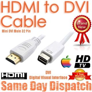 Mini DVI Male to HDMI AV HD TV Gold Mac MacBook Cable 0.5M 1M 1.5M 2M 