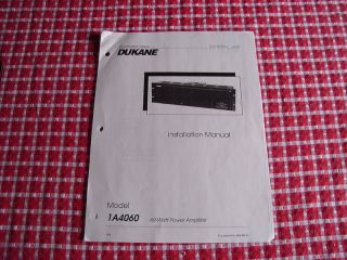 Dukane 60 Watt Power Amplifier 1A4060 Service Manual
