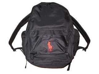   Ralph Lauren Black Red Big Pony Backpack Campus  School Book Bag