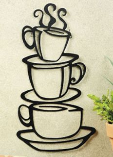 COFFEE house cup java SILHOUETTE wall mounted art metal KITCHEN decor