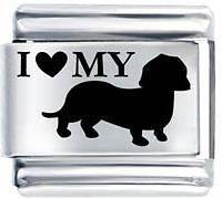 LOVE MY WIENER 9 MM ITALIAN CHARM WEINER DOG CHARMS