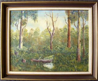 OIL ON CANVAS/BOARD AUSTRALIAN GUMS, BLUE MOUNTAINS BY SHEILA CAMP