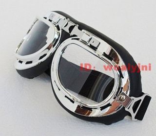   Pilot Cruiser Motorcycle Scooter Clear Goggles Helmet Vintage Glasses