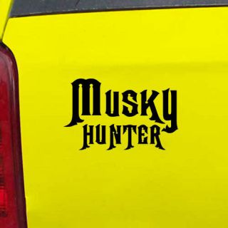 Musky Hunter Fishing Decal Sticker   24 Colors   6 x 3.75 [ebn00470]