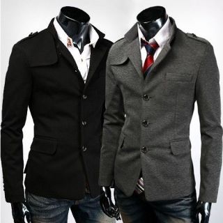 Mens Winter Outdoor Jacket Mens Woolen Coat Stand Collar Western 
