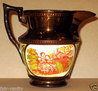 Museum Quality Early 1800s Staffordshire Copper Luster Jug Pitcher 