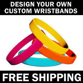 250 Custom Silicone Wristband Bracelets Add Text & Art