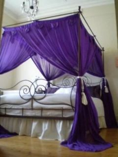 Four Poster Bed Canopy Mosquito Net 185cmx205cm Purple