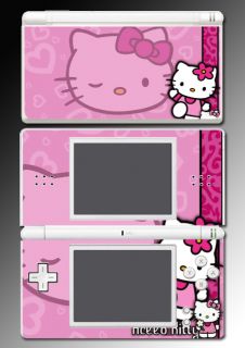  Pink KITTY Hearts cartoon game Vinyl SKIN Cover #2 for Nintendo DS 