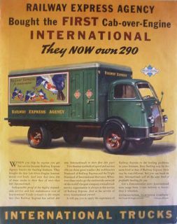   HARVESTER   CAB OVER ENGINE TRUCKS RAILWAY EXPRESS AGENCY AD