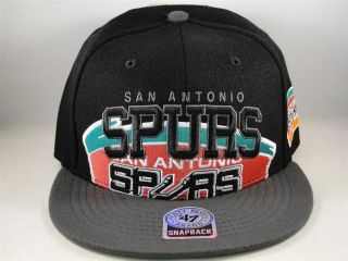 NBA SAN ANTONIO SPURS SNAPBACK HAT CAP 47 BRAND FLAT BILL BLACK 