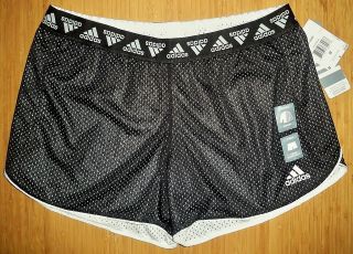 Adidas NEW ~ Sz M L Womens Black White Mesh Reversible Athletic 
