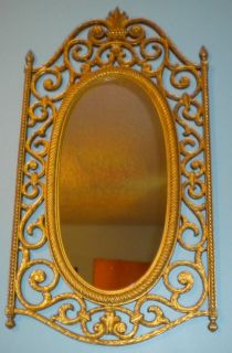 Syroco Ornate Gold Bronze Tone Wall Mirror 1960s 