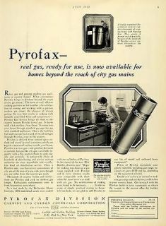 1928 Ad Pyrofax Gas Equipment Range Stove Kitchen Carbide Carbon 