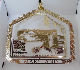   STATE ORNAMENT Brass Xmas Gift Baltimore Crab Annapolis Chesapeake Bay