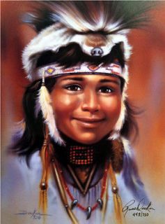Russ Docken WHITE WOLF Limited Edition Print   Indian Boy with Skunk 