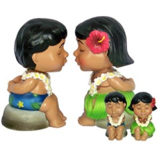 New Hawaiian Hawaii Dashboard Vintage Kissing Bobble Head Doll 3 